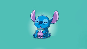 Bright and Colorful Stitch Drinking Photo for Your Device 4K