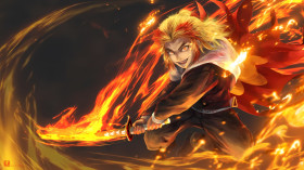 Classic Rengoku Desktop Scene
