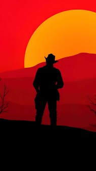 Cowboy in Wild West With Sunrise Scene 4K Wallpaper for Phone