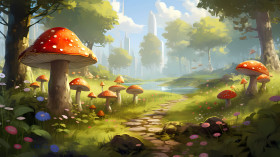 Cute Mushroom PC Background to Style Your Desktop