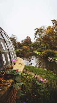 Elegant Walkway Botanical Garden Mobile Background