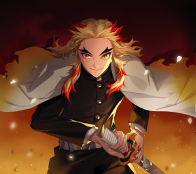 Rengoku Glowing Eyes Desktop Pic