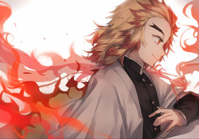 Rengoku Standing Still In Flames