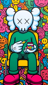Stylish KAWS Wallpaper Unique Digital Art Photo
